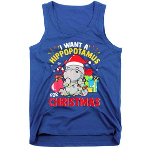 I Want A Hippopotamus For Christmas Hippo Christmas Pajamas Gift Tank Top