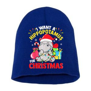 I Want A Hippopotamus For Christmas Hippo Christmas Pajamas Gift Short Acrylic Beanie