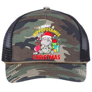 I Want A Hippopotamus For Christmas Hippo Christmas Pajamas Gift Retro Rope Trucker Hat Cap