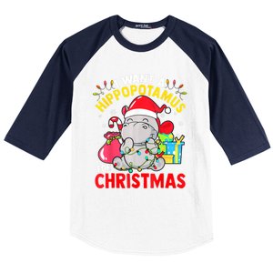 I Want A Hippopotamus For Christmas Hippo Christmas Pajamas Gift Baseball Sleeve Shirt