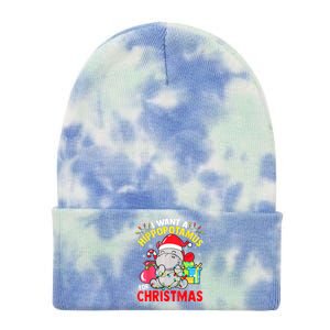 I Want A Hippopotamus For Christmas Hippo Christmas Pajamas Gift Tie Dye 12in Knit Beanie