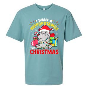 I Want A Hippopotamus For Christmas Hippo Christmas Pajamas Gift Sueded Cloud Jersey T-Shirt