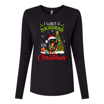 I Want A Dachshund For Christmas Xmas Hippo Gift Womens Cotton Relaxed Long Sleeve T-Shirt