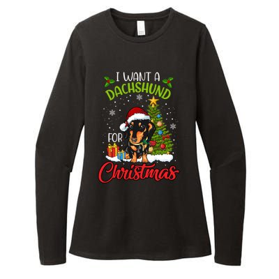 I Want A Dachshund For Christmas Xmas Hippo Gift Womens CVC Long Sleeve Shirt