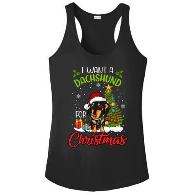 I Want A Dachshund For Christmas Xmas Hippo Gift Ladies PosiCharge Competitor Racerback Tank