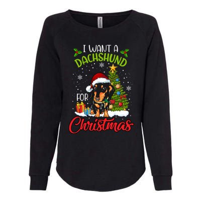 I Want A Dachshund For Christmas Xmas Hippo Gift Womens California Wash Sweatshirt