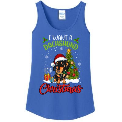 I Want A Dachshund For Christmas Xmas Hippo Gift Ladies Essential Tank