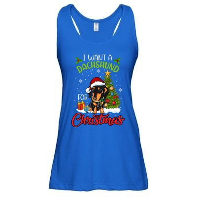 I Want A Dachshund For Christmas Xmas Hippo Gift Ladies Essential Flowy Tank