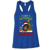 I Want A Dachshund For Christmas Xmas Hippo Gift Women's Racerback Tank