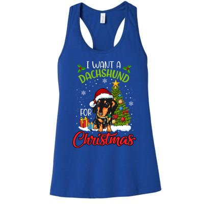 I Want A Dachshund For Christmas Xmas Hippo Gift Women's Racerback Tank