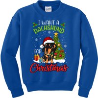 I Want A Dachshund For Christmas Xmas Hippo Gift Kids Sweatshirt