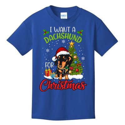 I Want A Dachshund For Christmas Xmas Hippo Gift Kids T-Shirt