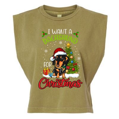 I Want A Dachshund For Christmas Xmas Hippo Gift Garment-Dyed Women's Muscle Tee