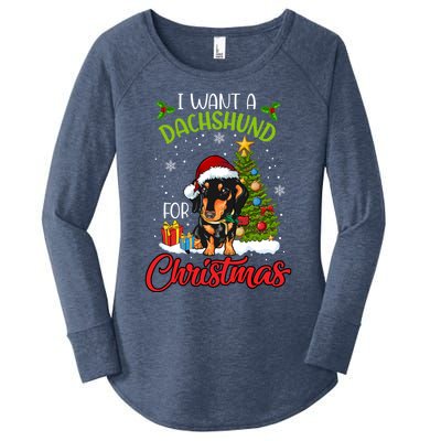 I Want A Dachshund For Christmas Xmas Hippo Gift Women's Perfect Tri Tunic Long Sleeve Shirt