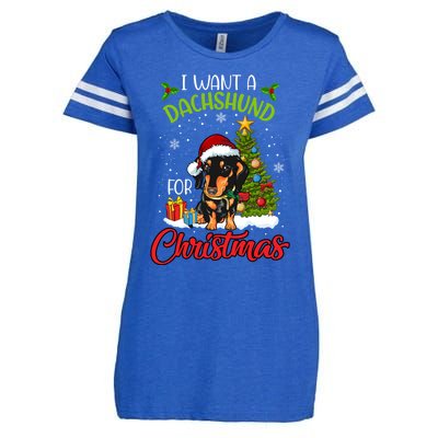 I Want A Dachshund For Christmas Xmas Hippo Gift Enza Ladies Jersey Football T-Shirt