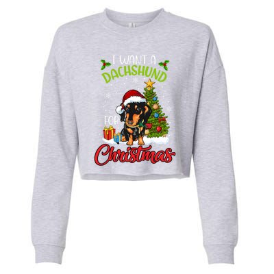 I Want A Dachshund For Christmas Xmas Hippo Gift Cropped Pullover Crew