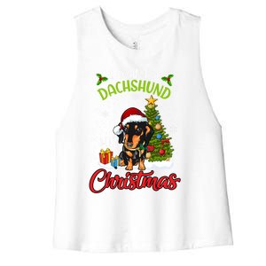 I Want A Dachshund For Christmas Xmas Hippo Gift Women's Racerback Cropped Tank