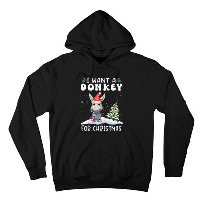 I Want A Donkey For Christmas Santa Hat Funny Xmas Hoodie