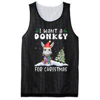 I Want A Donkey For Christmas Santa Hat Funny Xmas Mesh Reversible Basketball Jersey Tank