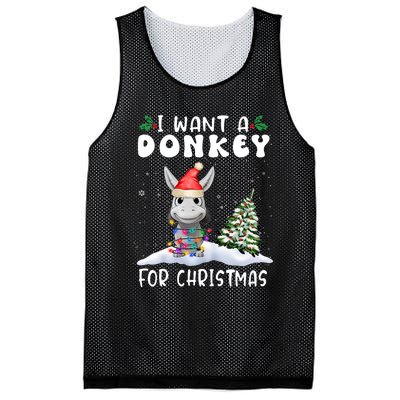 I Want A Donkey For Christmas Santa Hat Funny Xmas Mesh Reversible Basketball Jersey Tank