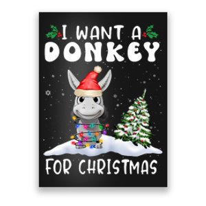 I Want A Donkey For Christmas Santa Hat Funny Xmas Poster