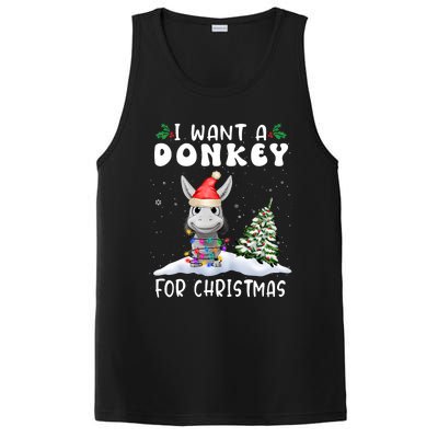 I Want A Donkey For Christmas Santa Hat Funny Xmas PosiCharge Competitor Tank