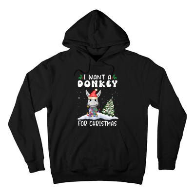 I Want A Donkey For Christmas Santa Hat Funny Xmas Tall Hoodie