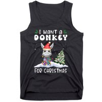 I Want A Donkey For Christmas Santa Hat Funny Xmas Tank Top