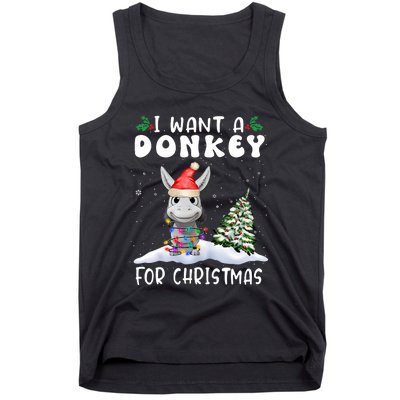 I Want A Donkey For Christmas Santa Hat Funny Xmas Tank Top