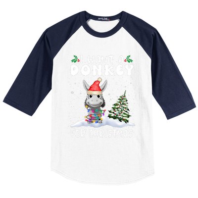 I Want A Donkey For Christmas Santa Hat Funny Xmas Baseball Sleeve Shirt