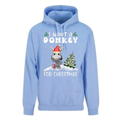 I Want A Donkey For Christmas Santa Hat Funny Xmas Unisex Surf Hoodie