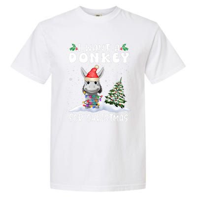 I Want A Donkey For Christmas Santa Hat Funny Xmas Garment-Dyed Heavyweight T-Shirt