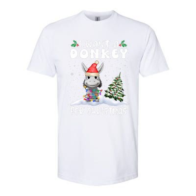 I Want A Donkey For Christmas Santa Hat Funny Xmas Softstyle CVC T-Shirt