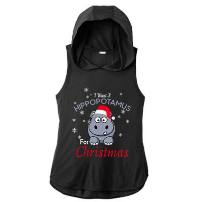 I Want A Hippopotamus For Christmas Hippo Xmas Ladies PosiCharge Tri-Blend Wicking Draft Hoodie Tank