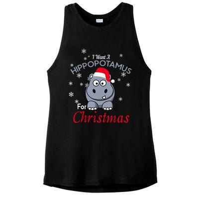 I Want A Hippopotamus For Christmas Hippo Xmas Ladies PosiCharge Tri-Blend Wicking Tank