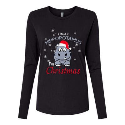 I Want A Hippopotamus For Christmas Hippo Xmas Womens Cotton Relaxed Long Sleeve T-Shirt