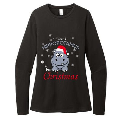 I Want A Hippopotamus For Christmas Hippo Xmas Womens CVC Long Sleeve Shirt