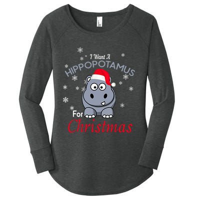 I Want A Hippopotamus For Christmas Hippo Xmas Women's Perfect Tri Tunic Long Sleeve Shirt