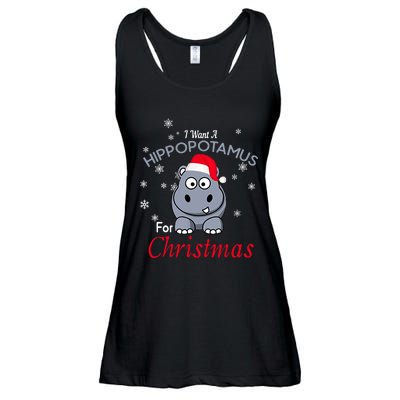 I Want A Hippopotamus For Christmas Hippo Xmas Ladies Essential Flowy Tank