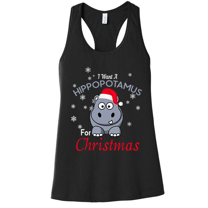 I Want A Hippopotamus For Christmas Hippo Xmas Women's Racerback Tank