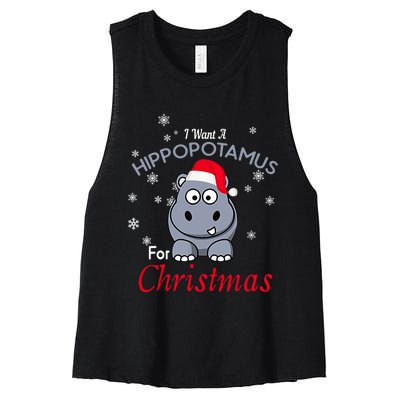 I Want A Hippopotamus For Christmas Hippo Xmas Women's Racerback Cropped Tank