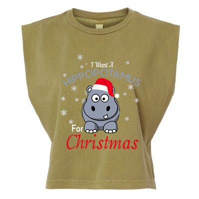 I Want A Hippopotamus For Christmas Hippo Xmas Garment-Dyed Women's Muscle Tee