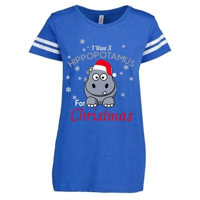 I Want A Hippopotamus For Christmas Hippo Xmas Enza Ladies Jersey Football T-Shirt