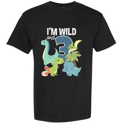 Im Wild And 3 Dinosaurs Theme Birthday Dinosaur Party Garment-Dyed Heavyweight T-Shirt