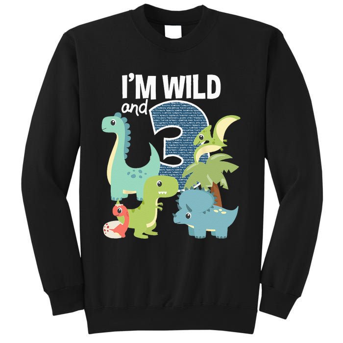 Im Wild And 3 Dinosaurs Theme Birthday Dinosaur Party Sweatshirt