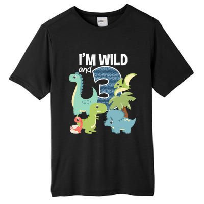 Im Wild And 3 Dinosaurs Theme Birthday Dinosaur Party Tall Fusion ChromaSoft Performance T-Shirt