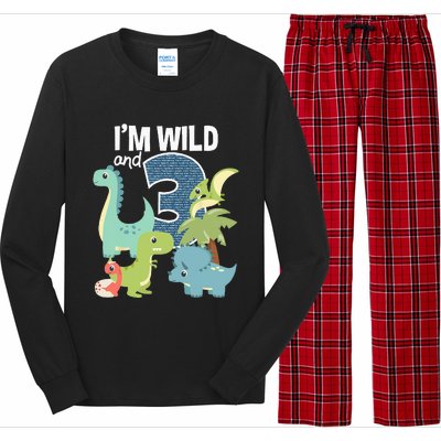 Im Wild And 3 Dinosaurs Theme Birthday Dinosaur Party Long Sleeve Pajama Set