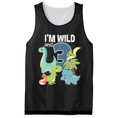 Im Wild And 3 Dinosaurs Theme Birthday Dinosaur Party Mesh Reversible Basketball Jersey Tank