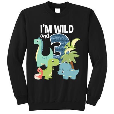 Im Wild And 3 Dinosaurs Theme Birthday Dinosaur Party Tall Sweatshirt