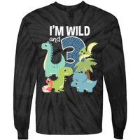 Im Wild And 3 Dinosaurs Theme Birthday Dinosaur Party Tie-Dye Long Sleeve Shirt